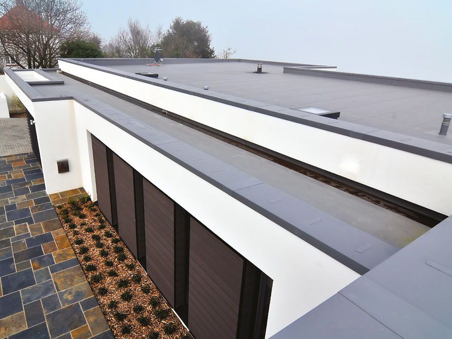 Modern commercial building with a flat roof